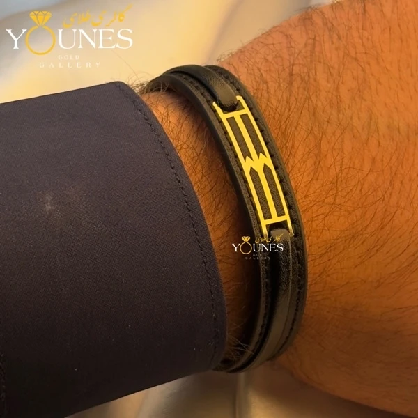 دستبند طلا چرم مردانه L174